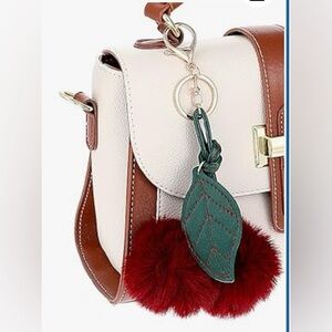Cherry Purse Charm Red Keychain with Key Ring for Purse Handbag New